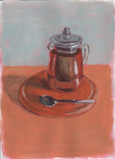 Tea time. Acrylic in sketchbook.