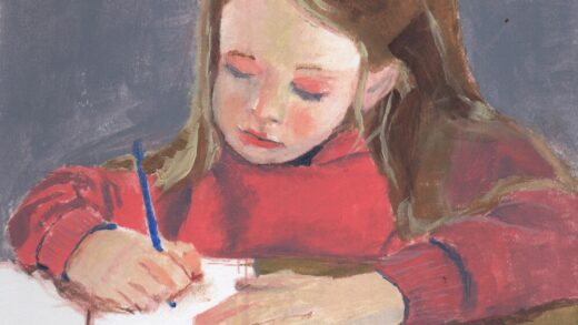 Learning to write (water mixable oils on paper)