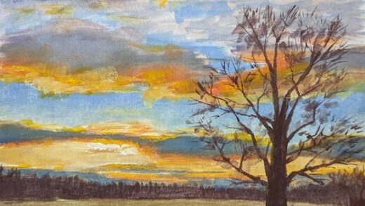 Sunset (water mixable oils on paper)