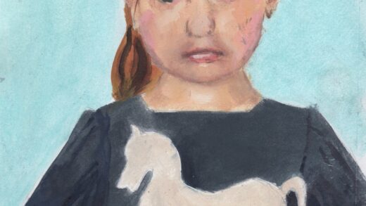 Hania z zabawką (olej na papierze, 7x10')