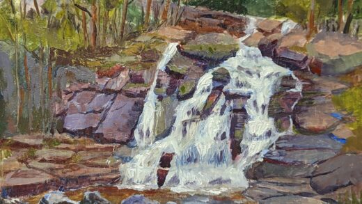 Wodospad (olej na kartonie, 30x40cm)