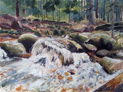 "Rzeka Szklarka (olej na płótnie, 30x40cm)"