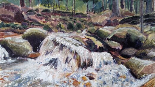 "Rzeka Szklarka (olej na płótnie, 30x40cm)"