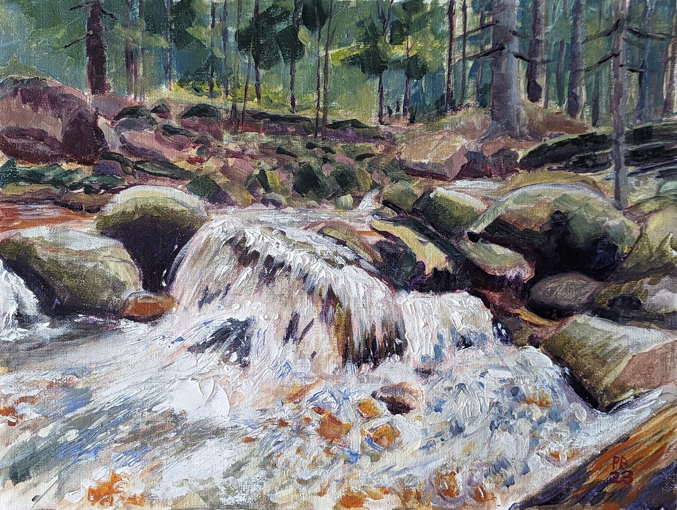"Rzeka Szklarka (olej na płótnie, 30x40cm)"
