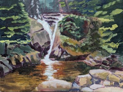 Wodospad Szklarka (olej na płótnie, 30x40cm)