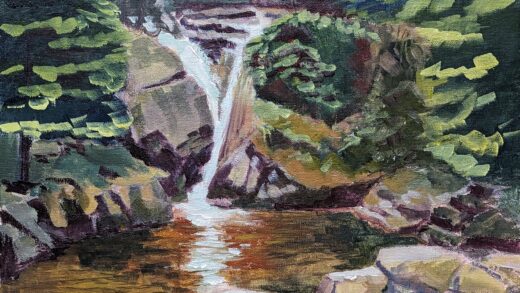 Wodospad Szklarka (olej na płótnie, 30x40cm)