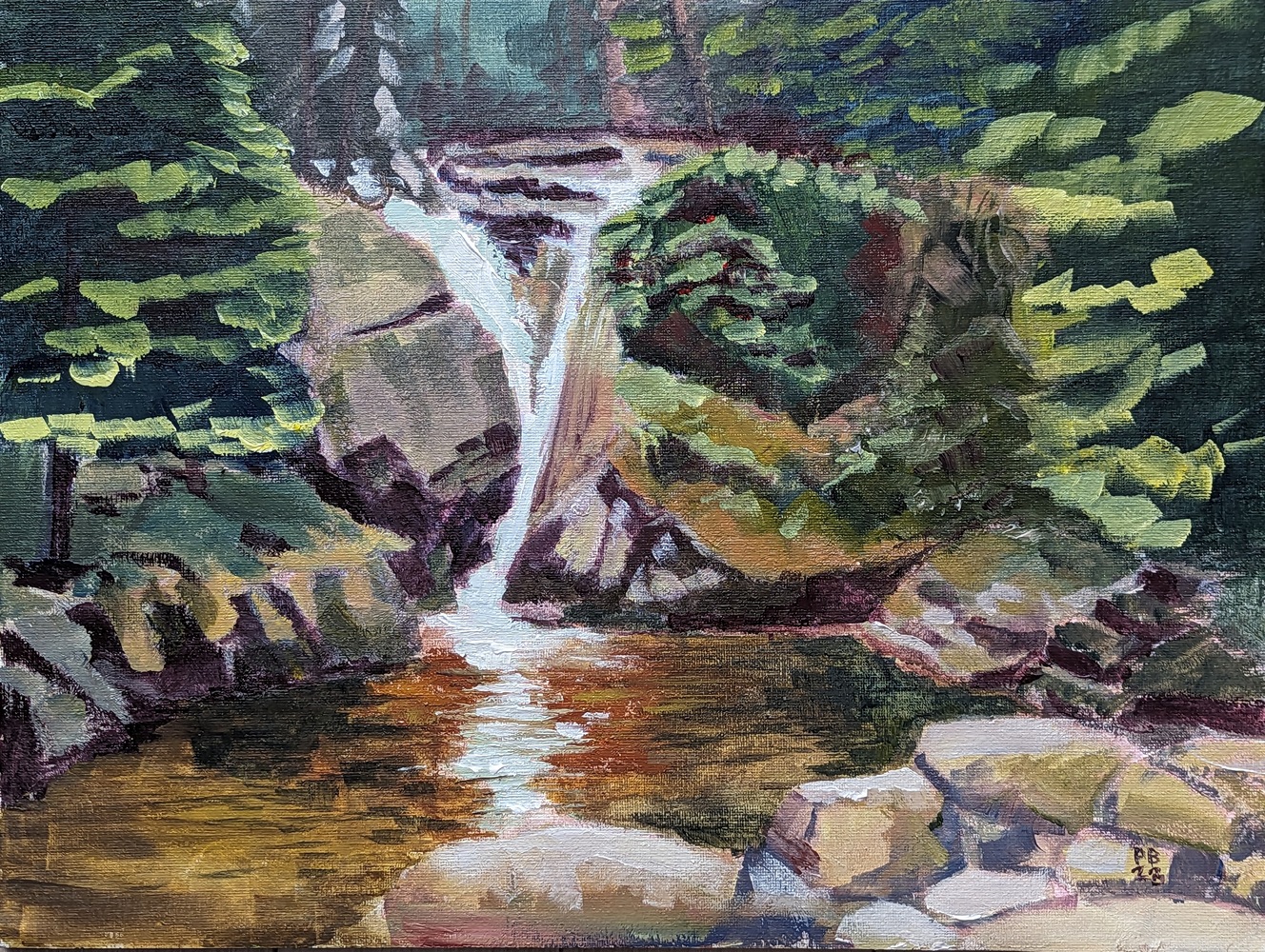 Wodospad Szklarka (olej na płótnie, 30x40cm)