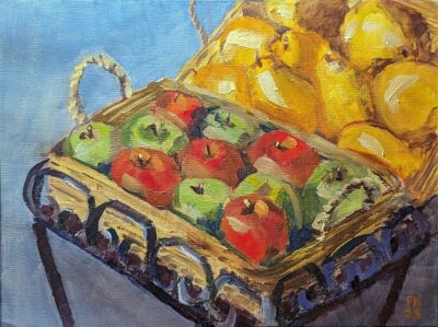 Jabłka i gruszki (olej na płótnie, 30x40cm)