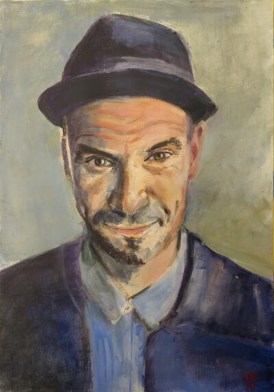 Polepiony, portret Bartosza Waglewskiego (akryl na płótnie, a3)