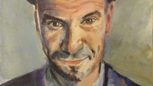 Polepiony, portret Bartosza Waglewskiego (akryl na płótnie, a3)