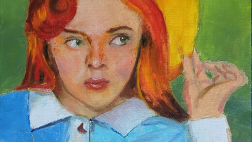 Żółty kapelusz (olej na płótnie, 30x40cm)