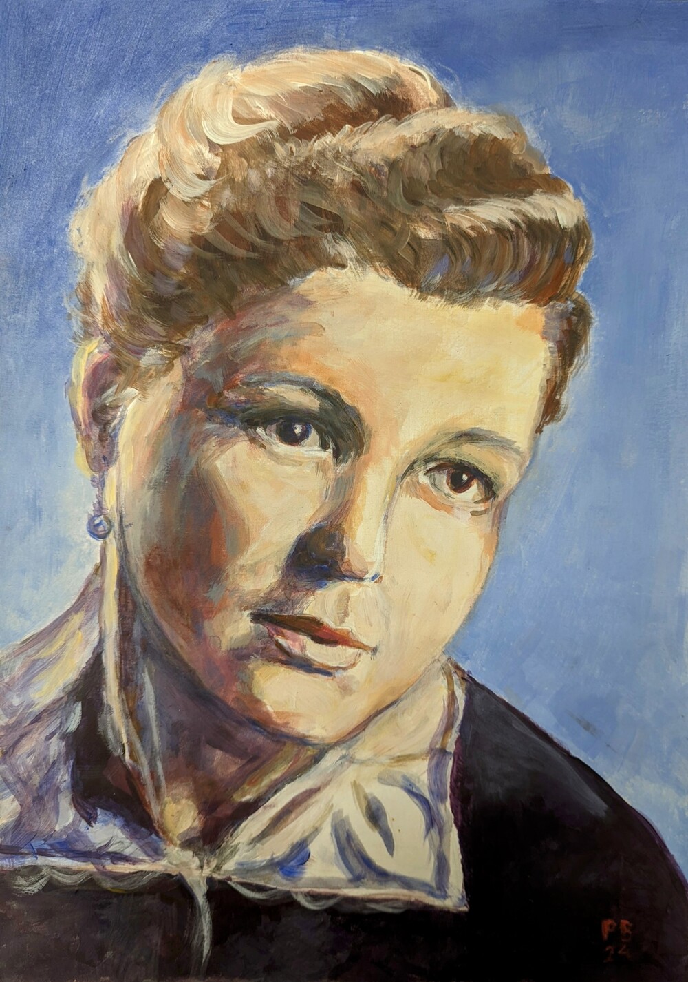 Portret Babci (akryle, a3, wykonany w WOK)