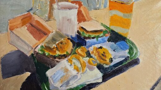 Burger Drwala (olej na płótnie, 30x40cm)